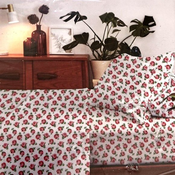 Cath Kidston Bedding New Cath Kidston King 4pc Sheet Set Button Rose Raspberry Flannel